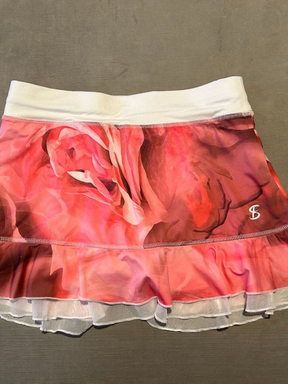 SOFIBELLA Watercolor Rose Floral Ruffle Athletic Tennis Pickleball Skort XS